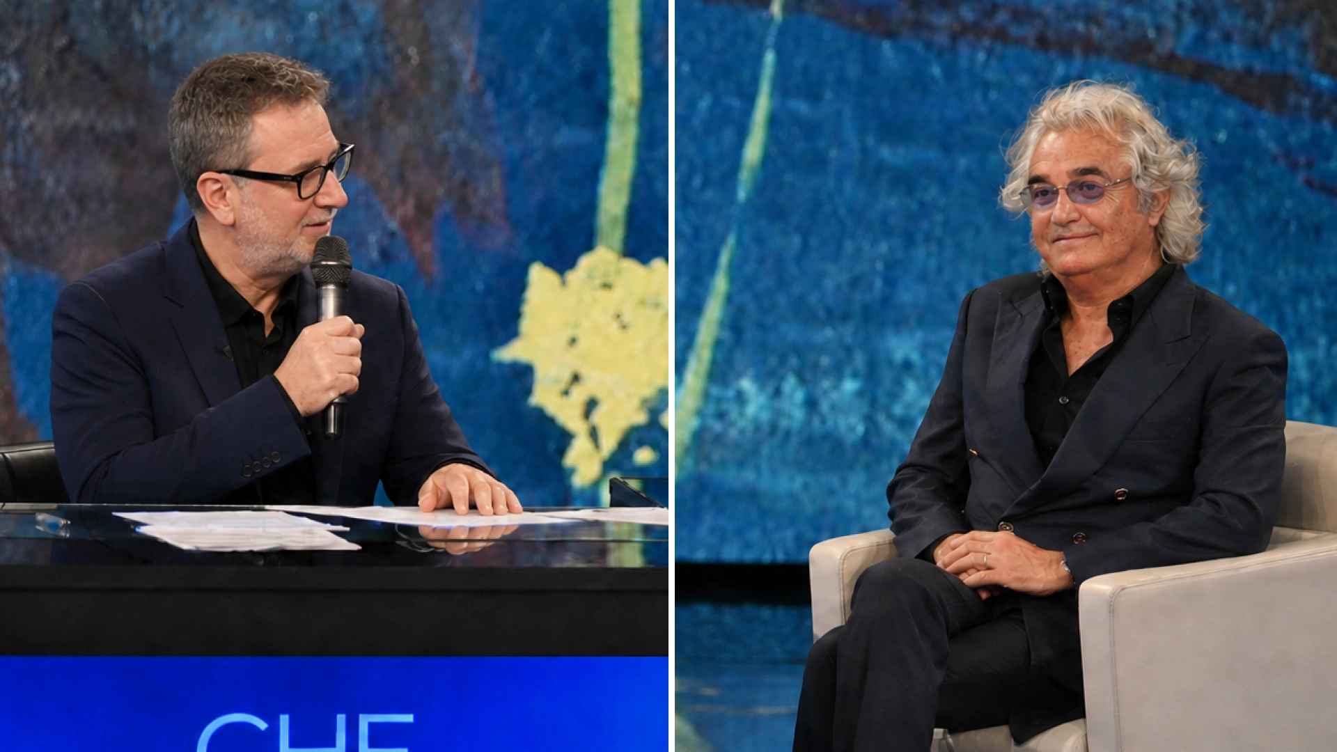 Fabio Fazio e Flavio Briatore in studio.
