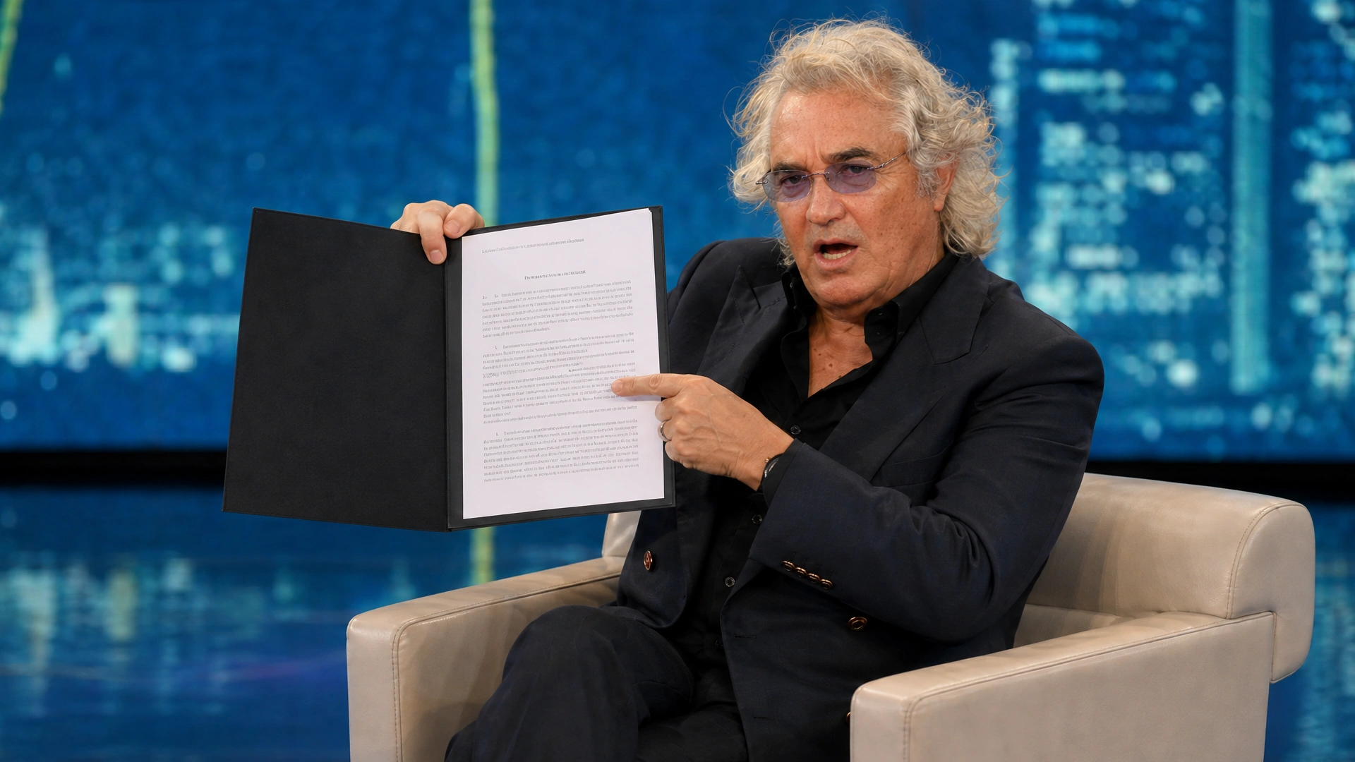 Primo piano di Flavio Briatore.